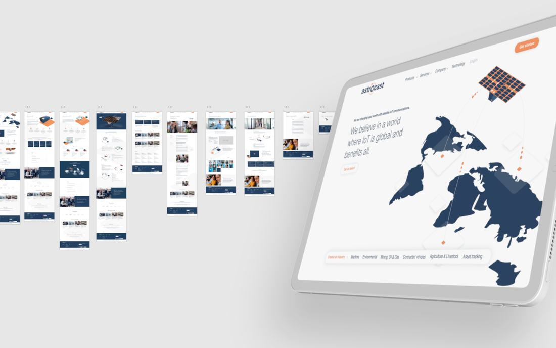 Astrocast tablet home page with world map