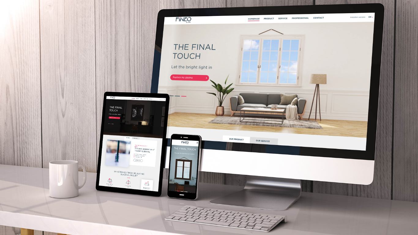 Fineo website on desktop, tablet and phone