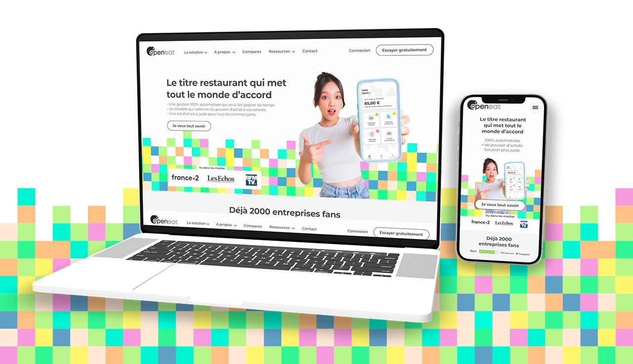 Openeat website on laptop and phone