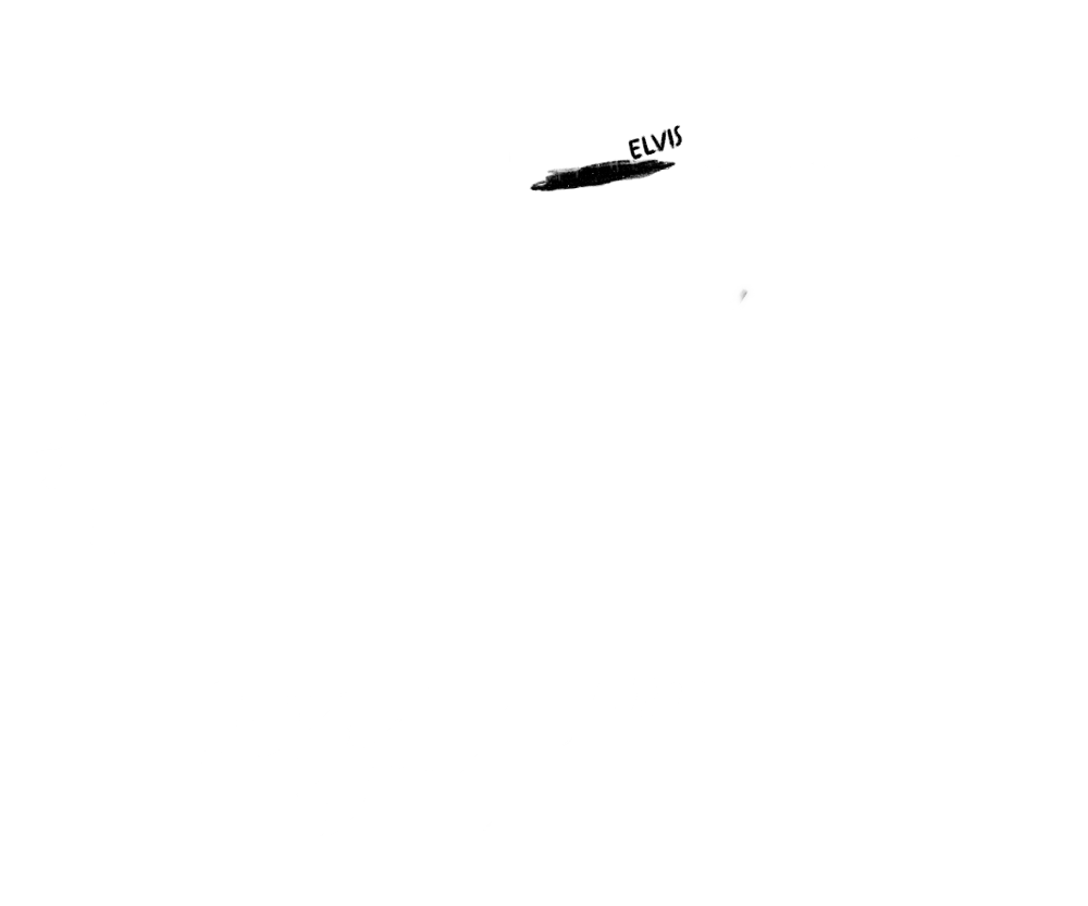 Gravure d’un corbeau coiffé d’un bonnet marqué Elvis